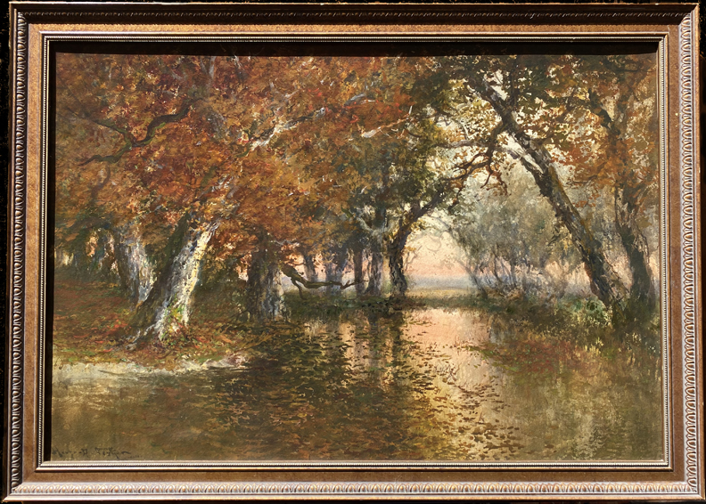 Hugo Anton Fisher Marsh Fall Sunset, probably a marsh on the island of Alameda in San Francisco Bay, Fisher's home.